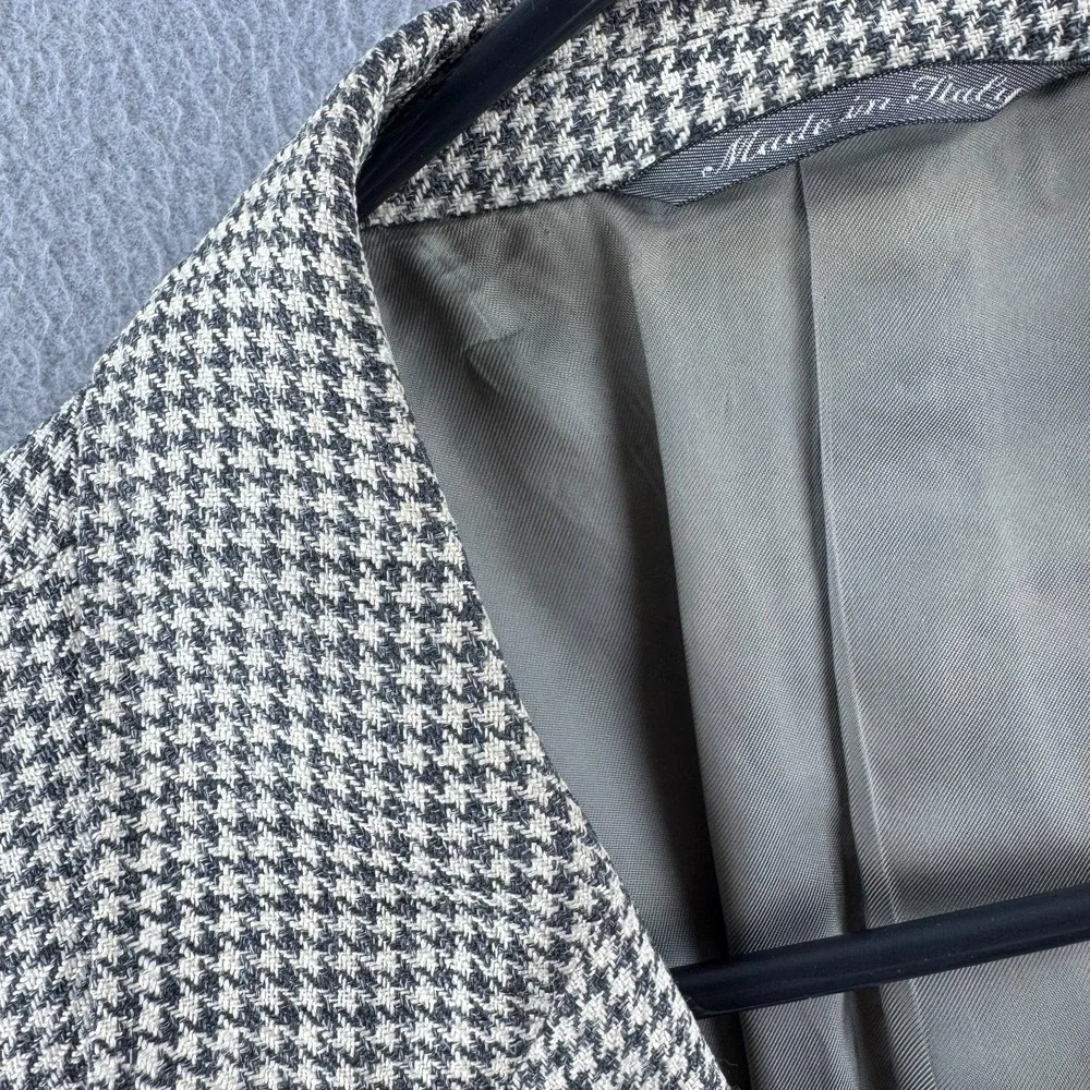 Vintage Canali Houndstooth Blazer Sport Coat EU 56 Fits US 46 Silk Linen Wool